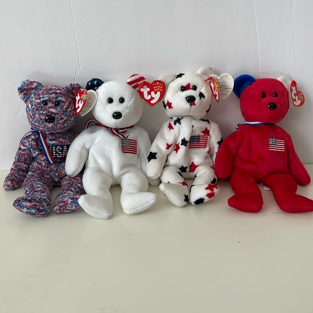 Bundle of new with tag 4 USA TY  Beanie bears.